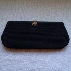Vintage Black Clutch Purse with Coin Bag "Hi L"